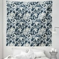 thumbnail image 1 of East Tapestry, Floral Illustration Oriental Eastern Style with Traditional Influences, Fabric Wall Hanging Decor for Bedroom Living Room Dorm, 5 Sizes, Dark Blue Grey and Beige, by Ambesonne, 1 of 1