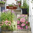 thumbnail image 6 of Welcome Spring Summer Hydrangea Garden Flag Double Sided, Pink Floral Flower Decorative Yard Outdoor Home Small Decor, Seasonal Burlap Outside House Decoration 12.5 x 18, 6 of 6