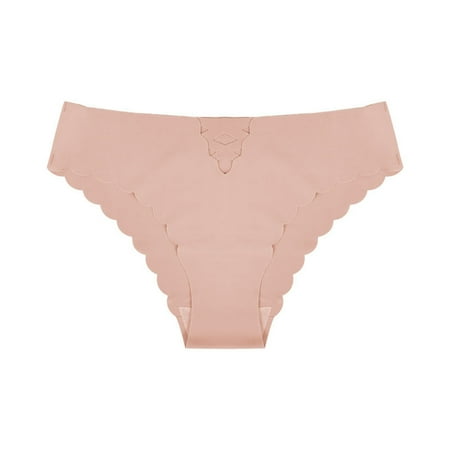 

Yuelianxi Women Ice Silk Underwear Low Waist Seamless Fashion Briefs Solid Color Hollow Underwear