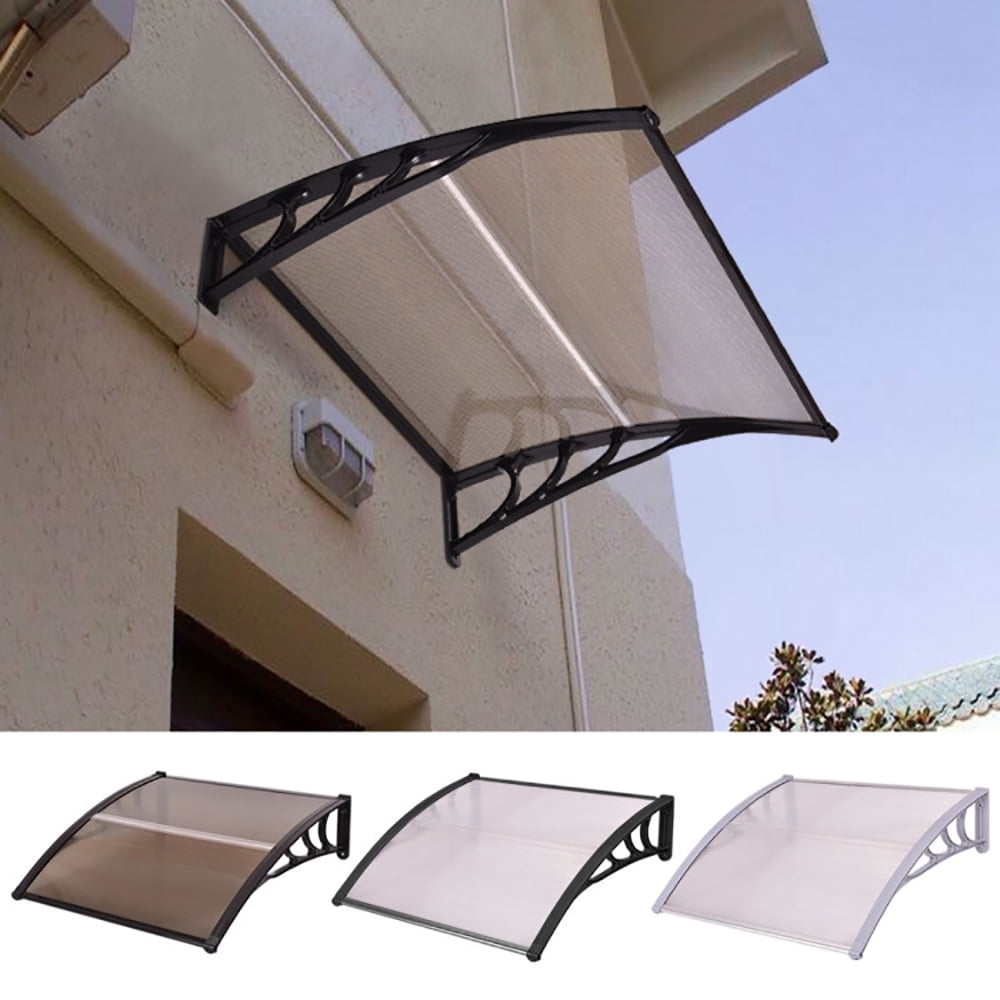 Aimee Lii 40 x 40 Inch Outdoor Polycarbonate Front Door Window Awning Canopy, Outdoor Awning for Patio, Brown