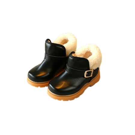 

Difumos Child Casual Plush Lining Ankle Boot Waterproof Slip On Snow Boots School Non-Slip Winter Shoes Black 10C