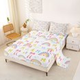 thumbnail image 2 of Manfei Cute Rainbow Bed Sheets, Princess Bowknot Full Size Sheets, White Pink, 4 Pieces, 1 Flat Sheet, 1 Fitted Sheet and 2 Pillowcases, 2 of 6