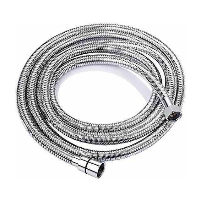Manguera de ducha con acabado cromado, manguera de ducha flexible antitorsiones para aliviar la tensión, material de acero inoxidable resistente a la corrosión, componentes universales para una fácil
