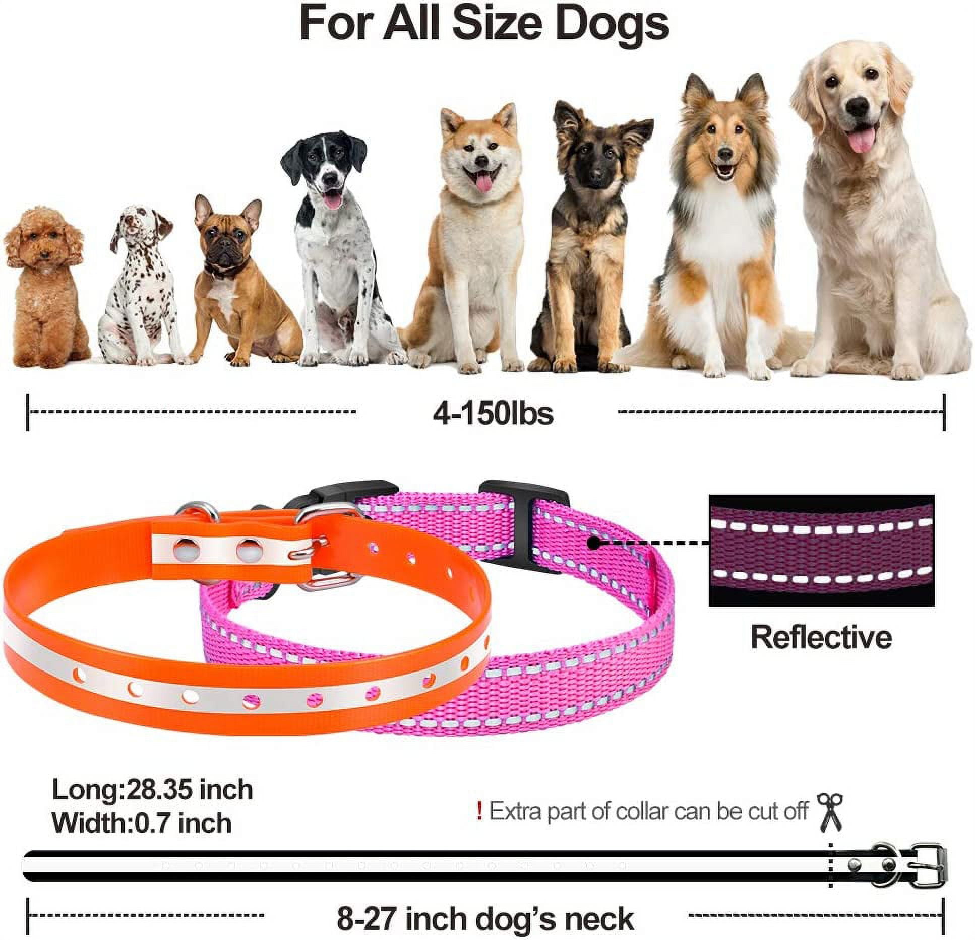 Paipaitek Shock Collar Replacement Strap, Reflective Adjustable Dog Replacement Collars Fits Most of Pet Fence and Bark Collars Receivers - Durable & Adjustable -2 Pack