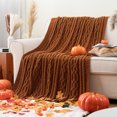 thumbnail image 6 of Battilo Caramel Throw Blanket for Couch, Chenille Rust Blanket Throw,Fall Blanket,51"x67", 6 of 9