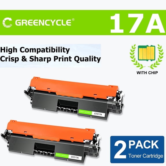 greencycle CF217A Toner Cartridge Replacement Compatible for 17A Black Toner Cartridge Laserjet Pro MFP M130a M130fn M130fw M130nw M102a M102w Printer Ink Cartridge (2PCS)