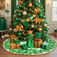 thumbnail image 3 of St. Patrick''s Day Tree Skirt 30" Green Clover Shamrock Christmas Tree Skirt St Patrick Tree Mat for Holiday Party Decoration Home Indoor Outdoor, 3 of 6