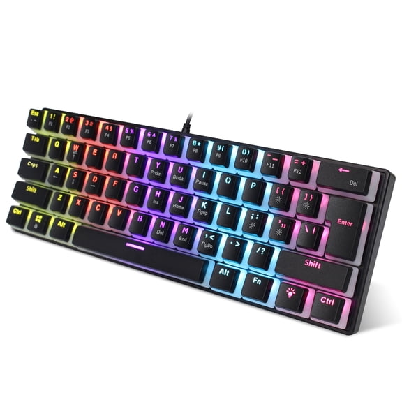 60% Wired Mechanical Gaming Keyboard,RGB Backlit Mini Keyboard with Blue Switch Keys,Waterproof Small Ultra-Compact 61 Keys Keyboard for PC/Mac Gamer,Typist,Travel