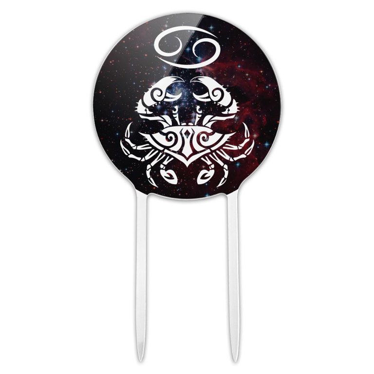 Aries Zodiac Sign Cake Topper - Space Theme Acrylic Topper For Birthday Wedding Anniversary