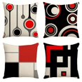 thumbnail image 2 of 1 funda de almohada con patrón geométrico negro y rojo, funda de almohada impresa de un solo lado, para el hogar, sofá, oficina, dormitorio, decoración de cojín de coche, sin núcleo de almohada, 17.7, 2 of 4
