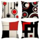thumbnail image 2 of 1 funda de almohada con patrón geométrico negro y rojo, funda de almohada impresa de un solo lado, para el hogar, sofá, oficina, dormitorio, decoración de cojín de coche, sin núcleo de almohada, 17.7, 2 of 4