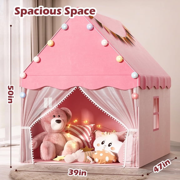 Large Kids Play Tent with Star Light, Padded Mat,Toddler Tent Indoor,Playhouse for Toddlers, Boys, Girls, Indoor Bed Tent Gift Toy