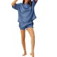 thumbnail image 2 of CONJUNTO DE PAJAMAS DE SATÉN PARA MUJERES INSPIRE CHIC, CAMISETA DE MANGAS CORTAS CON PANTALONES CORTOS, CON BOLSILLOS, TAMAÑO S, AZUL, 2 of 5