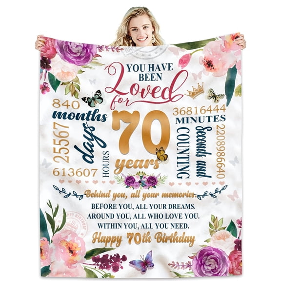 70th Birthday Gifts Women Blanket, Happy 70th Birthday Gift Ideas, 70th Birthday Decorations, Gifts For Women Turning 70, Gifts For 70-Year-Old, Best Birthday Present 1954 Throw Blanket
