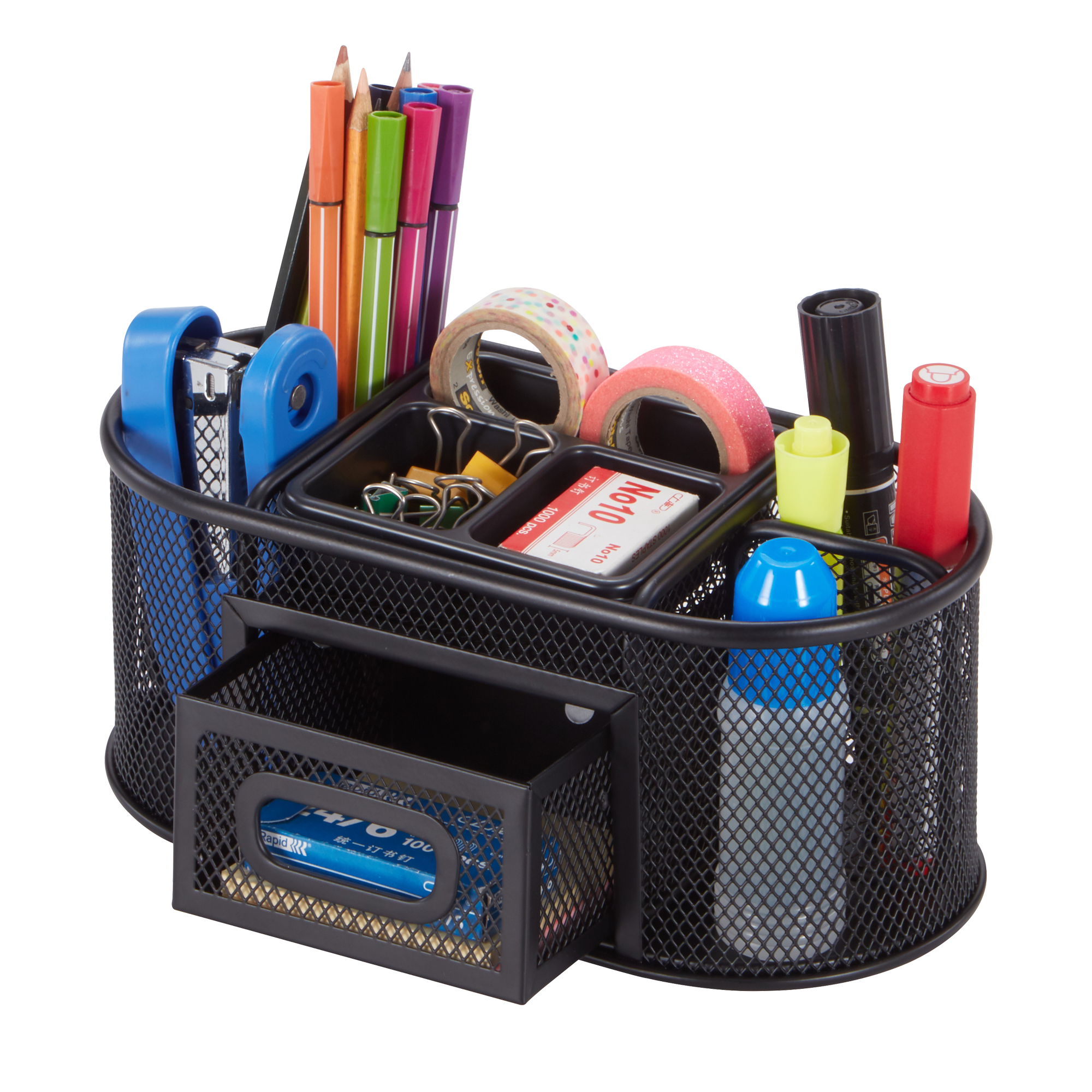 Pen+Gear Metal Mesh Desktop Organizer, 7 Compartments, Black photo 6