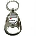 thumbnail image 1 of I Love Heart Puppies, Dogs, Chrome Plated Metal Spinning Oval Design Bottle Opener Keychain Key Ring, 1 of 1
