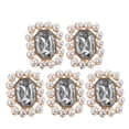 thumbnail image 1 of WORGEOUS 5 botones rectangulares de aleación con perlas y diamantes de imitación, botones brillantes, botones de costura, adornos decorativos, botones para ropa, botones de manualidades, 1 of 7