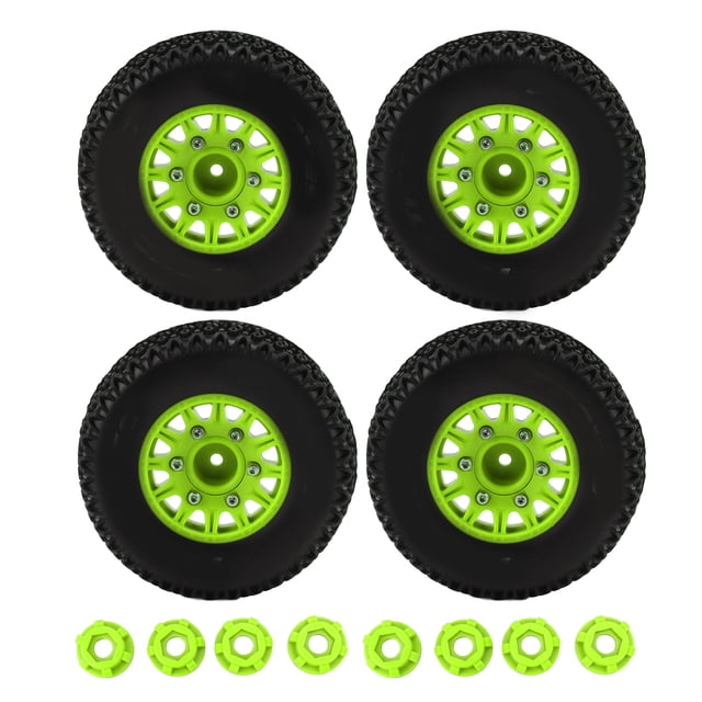 Short Course Truck Tires, RC Car Wheel Tires Concavoconvex Texture 11cm Diameter For 1/10 Green