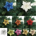 thumbnail image 4 of 5Pcs Christmas Glitter Artificial Poinsettia Flowers Xmas Poinsettia Artificial Wedding Flowers Decorations Xmas Tree Ornaments for Party Favors, 5.6inch, 4 of 5