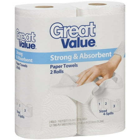 Great Value Strong & Absorbent Paper Towels, 2ct