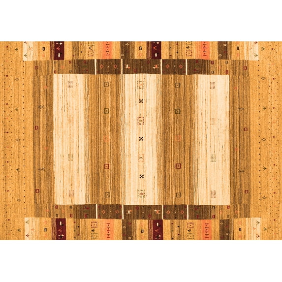 Ahgly Company Indoor Rectangle Abstract Orange Contemporary Area Rugs, 7' x 9'