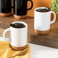 thumbnail image 2 of Gibson Home Modani 2 Pack Large 16.5 OZ Ceramic Mugs Set with Removable Cork Bottom and Lid - White, 2 of 4