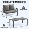 thumbnail image 2 of DELMANGO 2 Pieces Patio Furniture Set, Cushioned Loveseat 2 Seats Sofa Bench with Metal Coffee Table, Grey, 2 of 6