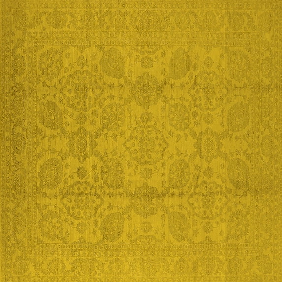 Ahgly Company Indoor Square Oriental Yellow Traditional Area Rugs, 6' Square