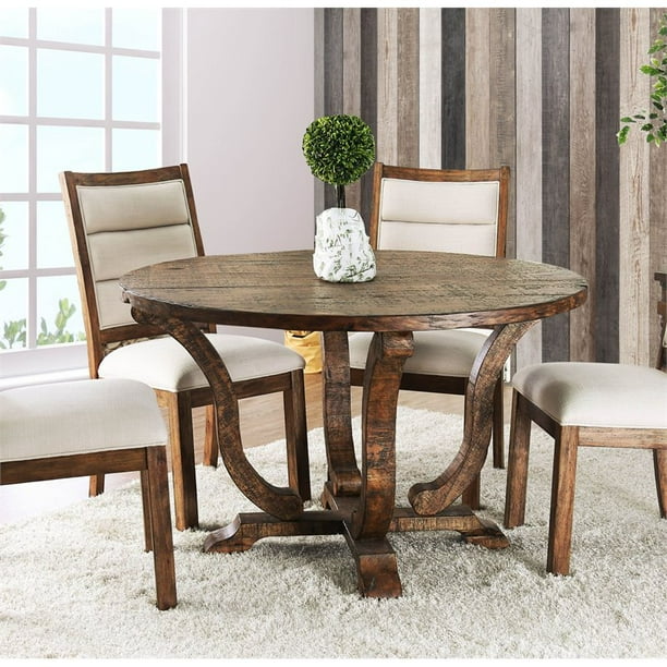 America Meka Rustic Round Dining Table, Finch Alfred Round Solid Wood Rustic Dining Table