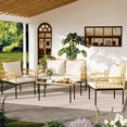 thumbnail image 3 of EastVita 4 Pieces Outdoor Patio Furniture Set with Table All-Weather Boho Wicker Rattan Patio Sectional L-Shaped Sofa Metal Frame Detachable Cushions for Patio Balcony Backyard Deck Beige, 3 of 8