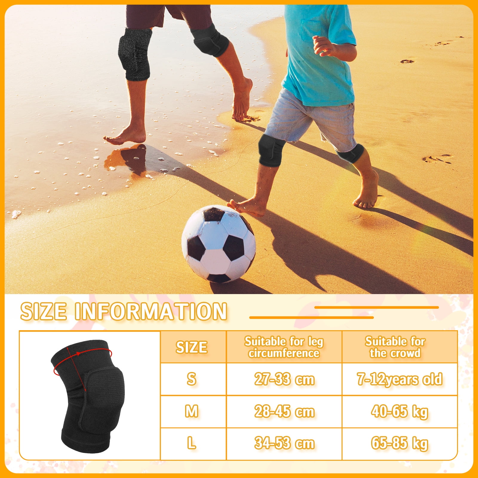 sixwipe Volleball Knee Pads for Dancer, Soft Breathable Knee Pads for Men Women Kids Knees Protective, Knee Protector Brace for Volleyball Football Dance Yoga Tennis Running Cycling(Black-M)