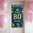 thumbnail image 6 of Blue Glittery Birthday Banner with Gold Crown Stars Balloons and Gift for 80th Birthday Party Supplies Photography Props Background Decorations Backdrop, 6 of 6