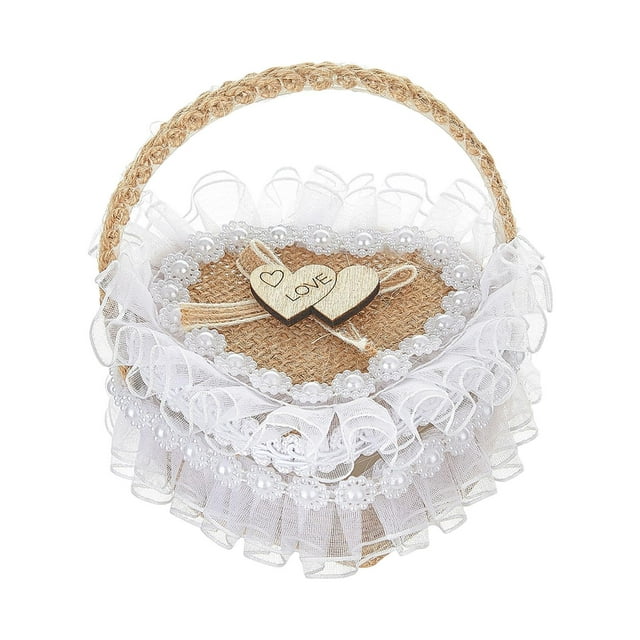 Cesta de yute romántica portátil para dama de honor, soporte para caja de regalo para boda 10 cm x 10 cm