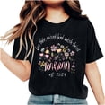 thumbnail image 7 of Black*Friday Clearance Items under $5 GaThRRgYP Plus Size Tops for Women,Summer Tops for Girls,Women Mother's Day Gift Mom Flower Print Short Sleeve Round Neck T-shirt Pattern Top Black XL, 7 of 7