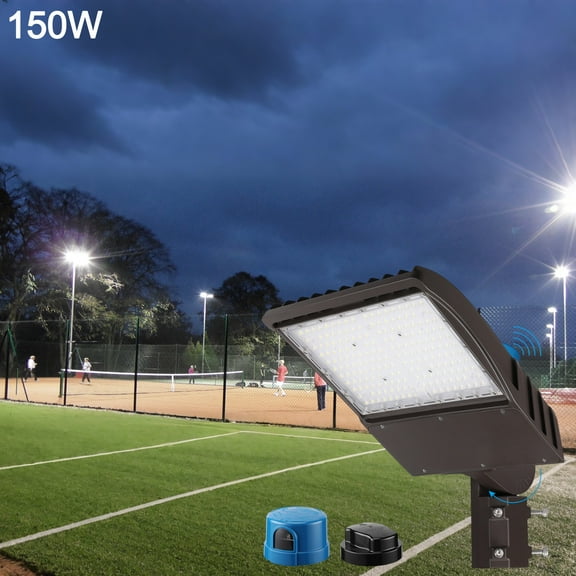 150W Commercial LED Parking Lot Lights Dusk to Dawn, Commercial Flash Flood Light, Hardwired Outdoor Street Light, UL & DLC Listed, IP65 Waterproof, 5000K Daylight