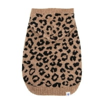 Oodles Fall Multi-Colored Leopard Print Hooded Dog Sweater, Medium