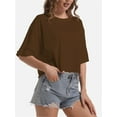 thumbnail image 6 of Women's Comfy Basic Workout Gym Short Sleeve Crop Tops Casual Loose Oversized T-Shirts, 6 of 6