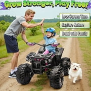 24 Volt ATV for Kids, Sunnyfree 4 Wheeler for Kids, 4WD Power Car Wheels with Remote, Bluetooth, Music, Spring Suspension, Pink
