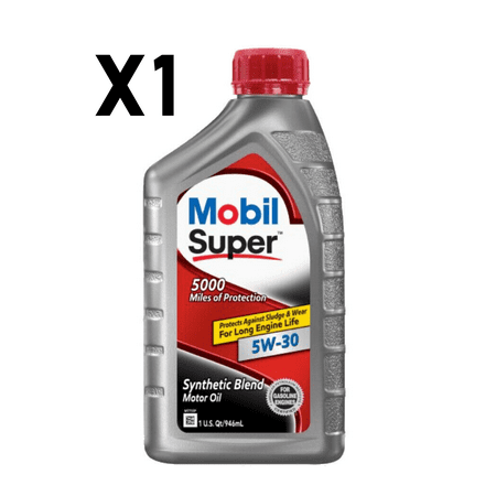 1 Quart Engine Motor Oil Mobil SUPER Synthetic Blend SAE 5W-30 MPN #124404
