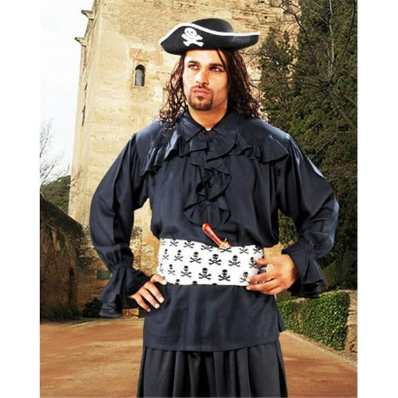 The Pirate Dressing C1108 Francis Drake Pirate Shirt- Black - Extra Large