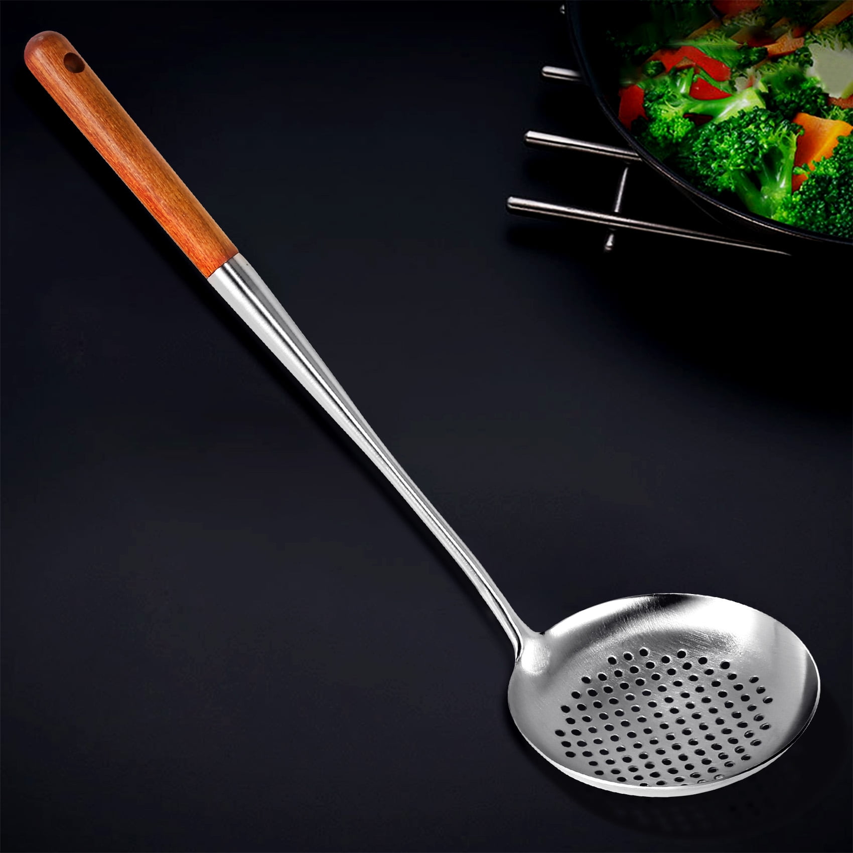Long Handle Stainless Steel Wok Kitchen Slotted Turner Rice Spoon Ladle Cooking Tools Utensil Set