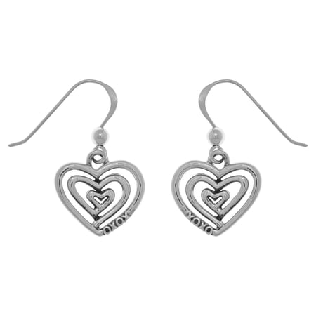 Jewelry Trends Sterling Silver Triple Spiral Love XOXO Heart Dangle Earrings Jewelry Trends Sterling Silver Triple Spiral Love XOXO Heart Dangle Earrings
