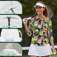 thumbnail image 6 of Uorisanigo Hawaiian Frangipani Womens Golf Shirt Quick Dry Casual Women's 3/4 Sleeve Athletic Golf Shirts Quarter Zip Workout Tops Comfortable Tennis Tops Workout Sports Size S, 6 of 7