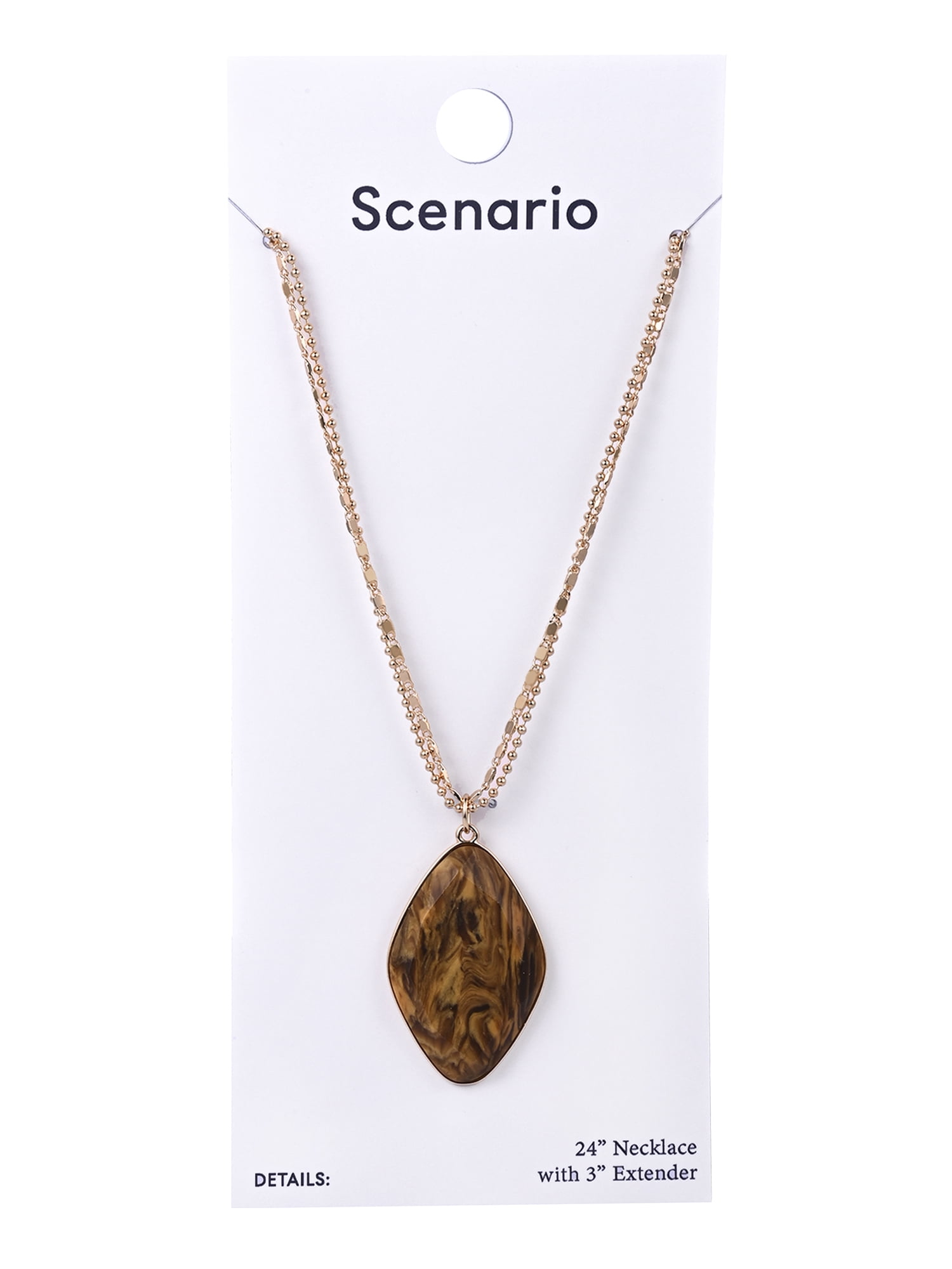 Scenario Women's Gold-Tone Reconstituted Tiger's Eye Stone Pendant Necklace