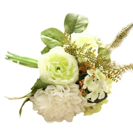 Bouquet Rose Hydrangea Joyfeel Clearance Artificial Hydrangea Rose Dahlia Flower Bouquet for Home Party Wedding Decoration ()