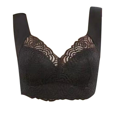 Audhol Lace Bralette Women s Wire Large Size Lace Sports Vest Bra Fat and Thin Up Type Bralettes for Women Lace Black 4XL