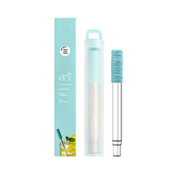 Yucurem 304 Stainless Steel Folding Straw Food-grade Drinking Straws for Home Camping Kitchen Utensils (A)