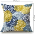 thumbnail image 4 of Throw Pillow Cover Farmhouse Decorative Cotton Linen Pillow Cover Green Spring Flower Blue Yellow and Navy Chrysanthemum Brown Square Cushion Covers Sofa Bed Décor 18X18 inch, 4 of 5