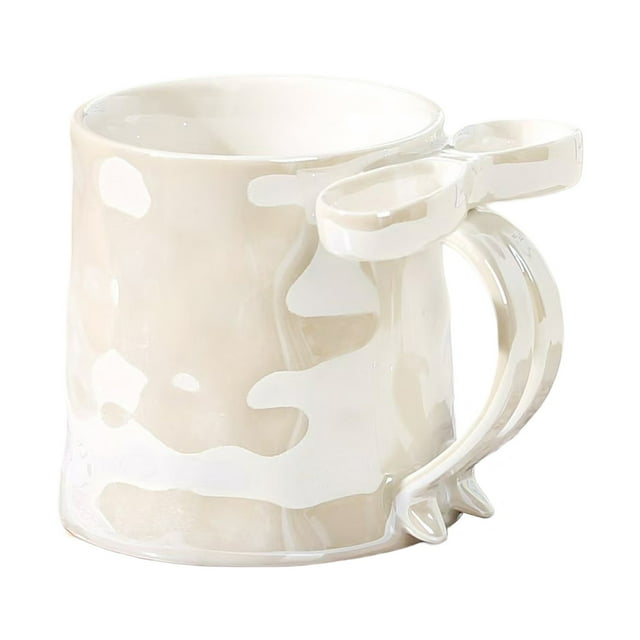 JJKBVCLO Ribbon Mugs With Bow Handle 350ml Ribbon Mug Ceramic Coffee Mug With Bow Handle Valentine's Day Mug Christmas Mugs Birthday Presents For Women Friend