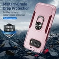 thumbnail image 5 of ChicShell for Google Pixel 9A Case with Ring Holder Stad, Military Grade Shockproof Compatible with Car Mount Rugged Bumper Phone Case Shockproof Protective Back Cover for Women Men, Pink+Rose, 5 of 10